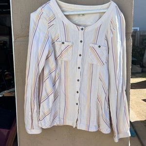 Odille Anthropologie cotton top button up long leeve striped boho